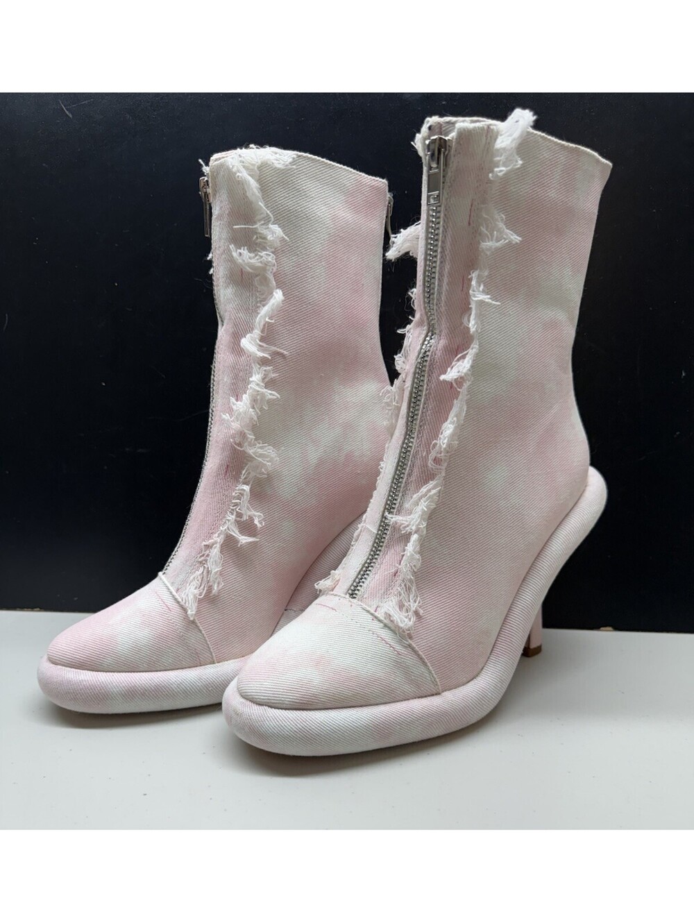 Taepusr New Womens 8 Pink Stiletto Boots Denim Cowgirl Mid Calf Boots Western